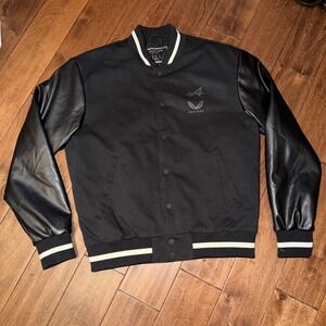 Castore Alpine F1 Team Varsity Jacket Medium Black Bomber Leather Sleeve‎ Used
